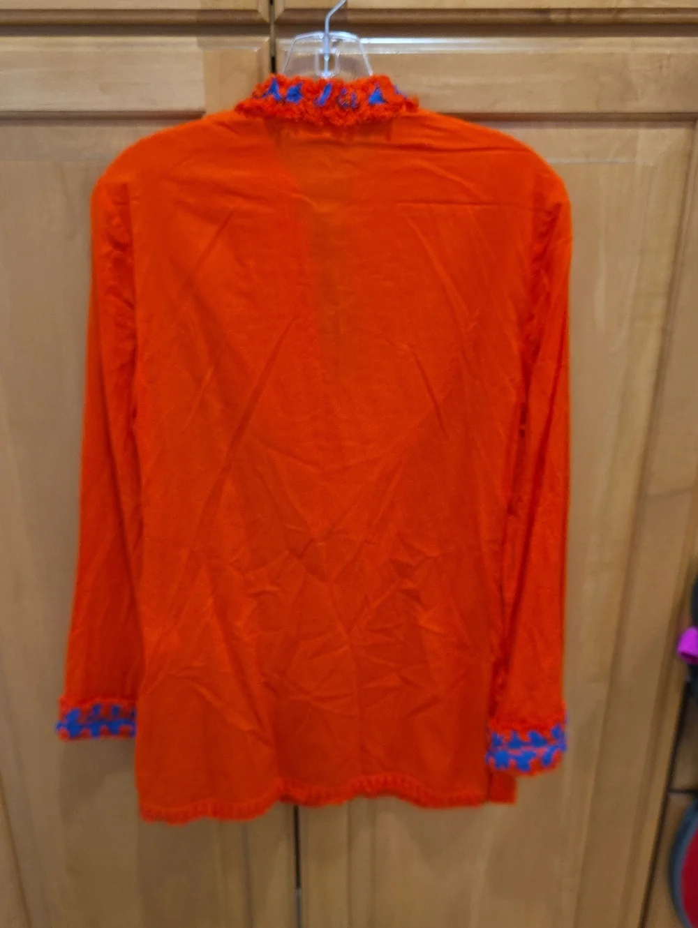 Vibrant orange Tory Burch Samba cotton fringe-trim V-neck tunic